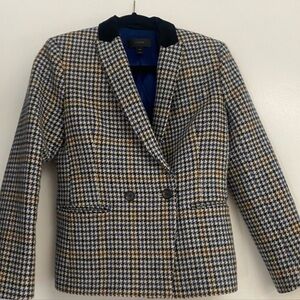 J. Crew Houndstooth Blazer - Black, Blue, Brown - Size 0 (NWOT)